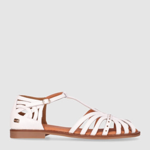 Sandalias de Piel - Blanco - Tacón: 1 cm