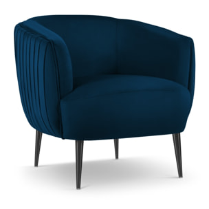 Fauteuil "Cyrille" en velours bleu marine