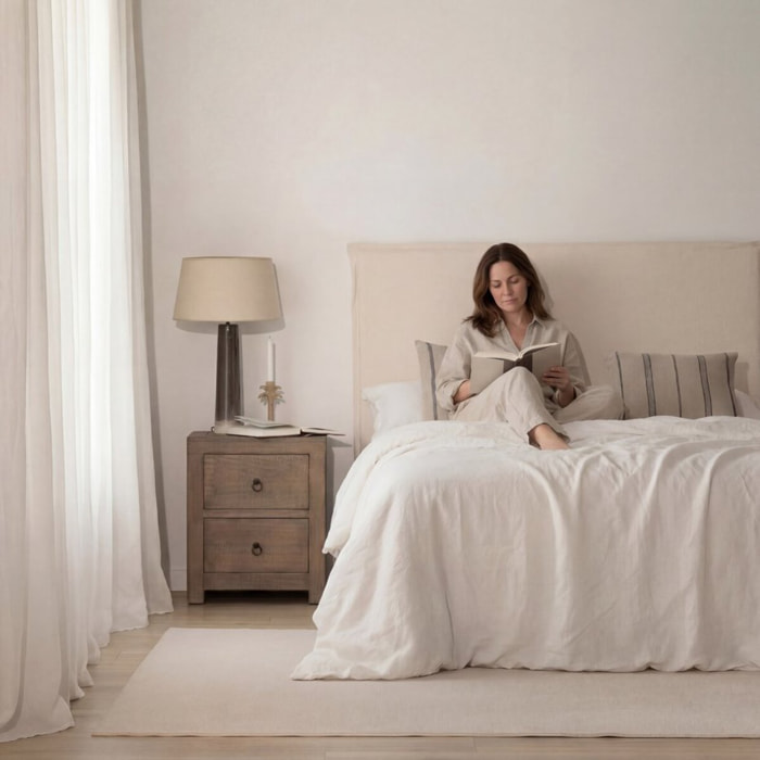 Table de chevet Tiber -bois massif d'araucaria-couleur nogal 50 x 60 x 43 cm