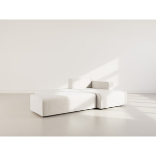 Topaze - canapé d'angle droit 4 places convertible avec coffre en velours côtelé - Beige