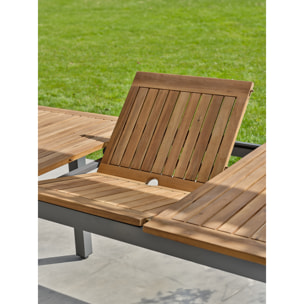 ORSINO - Table de jardin 8 places alu anthracite - Acacia