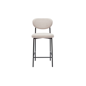 Tabourets de bar fixes en tissu effet velours texturé beige H65 cm (lot de 2) BREKA