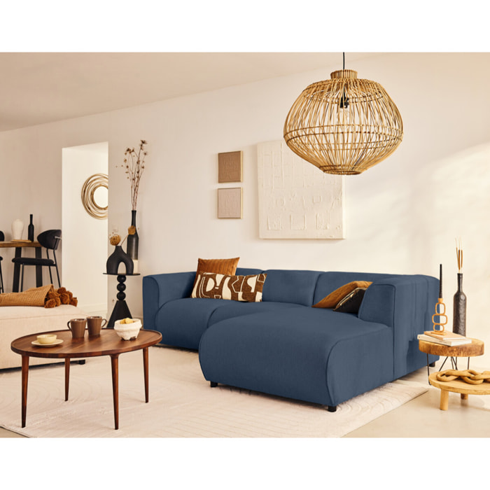 Suaro - Module d'assise méridienne droit en tissu texturé - Bleu