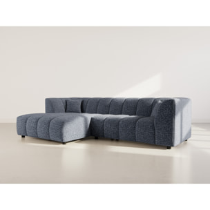 Curtis - canapé d'angle gauche 4 places avec accoudoir en tissu texturé - Bleu