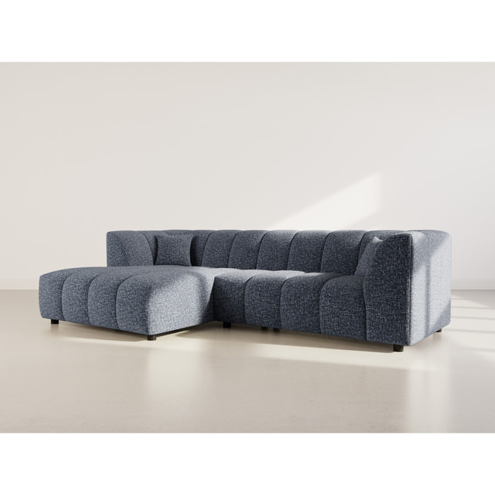 Curtis - canapé d'angle gauche 4 places avec accoudoir en tissu texturé - Bleu