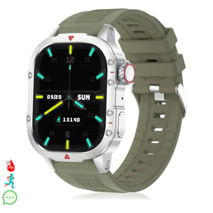 Smartwatch B04 con chiamate BT, notifiche push. Monitor sportivo e di salute. Corona multifunzione.