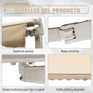 Toldo con Brazo de Aluminio Poliá©ster y Acero 4x2,5m Beige