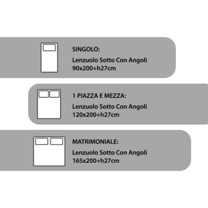 Lenzuolo Sotto Con Angoli No Stiro Tinta Unita Francesca Grigio