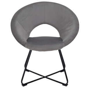 Fauteuil Rond Velours Cotele Giulia Gris