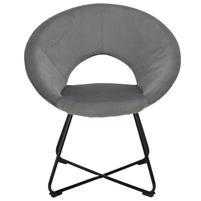 Fauteuil Rond Velours Cotele Giulia Gris