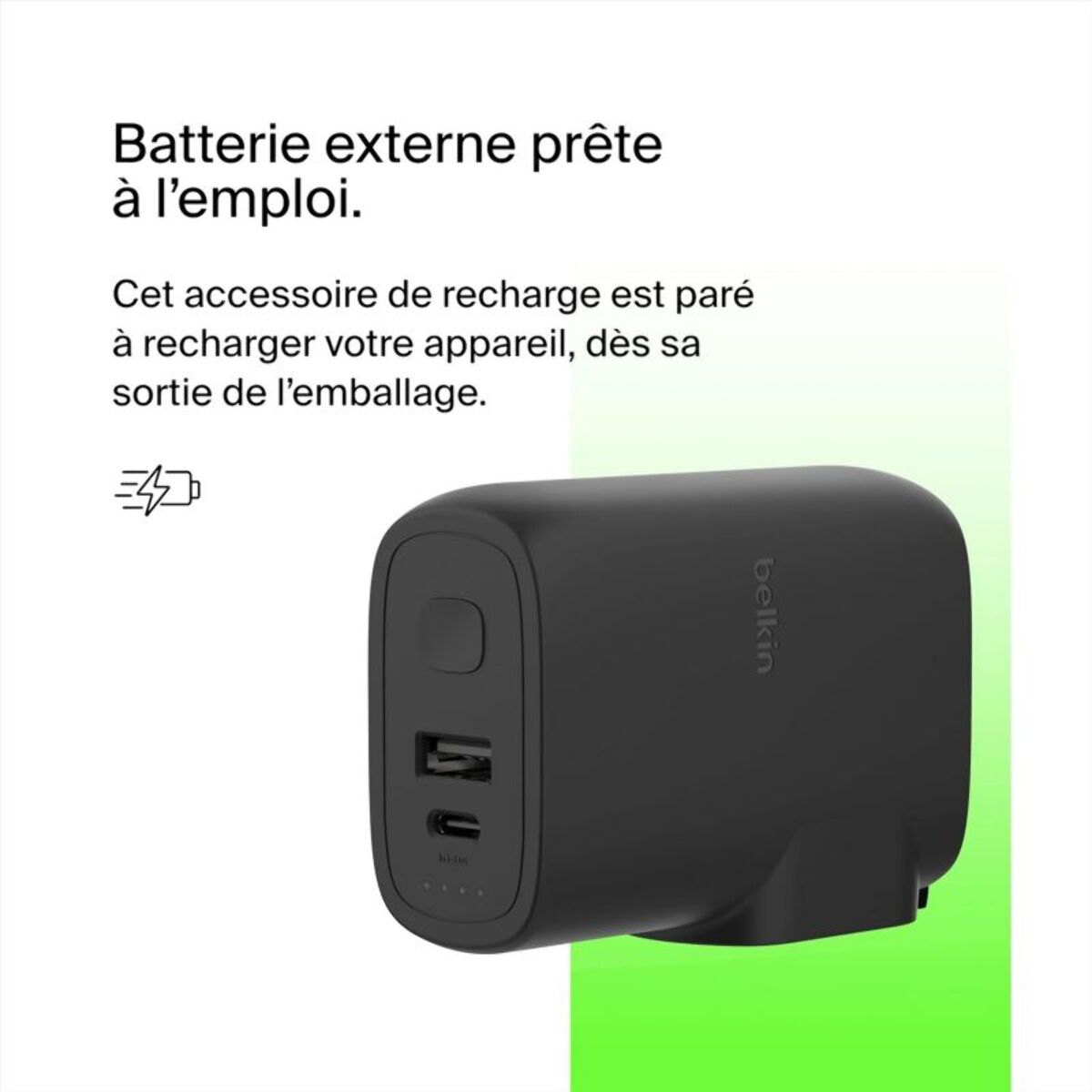 Chargeur BELKIN 25W+ adaptateur voyage+powerbank 5000mAh