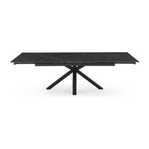 Table extensible céramique noir marbré 180/260cm - 8 piètements - UNIK