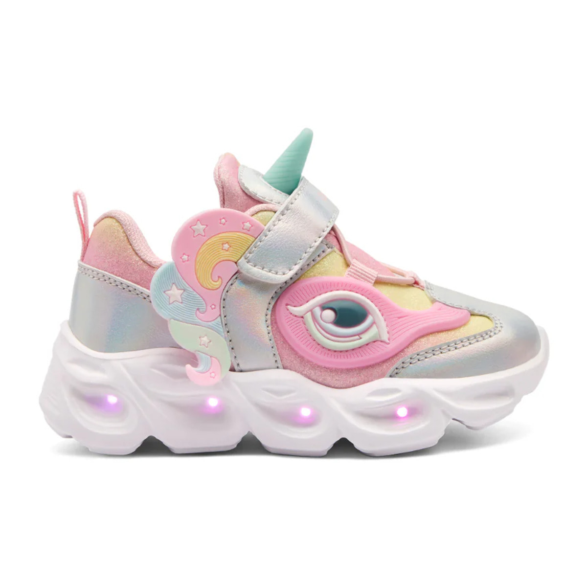 Zapatillas de luces de niña estampado de unicornio