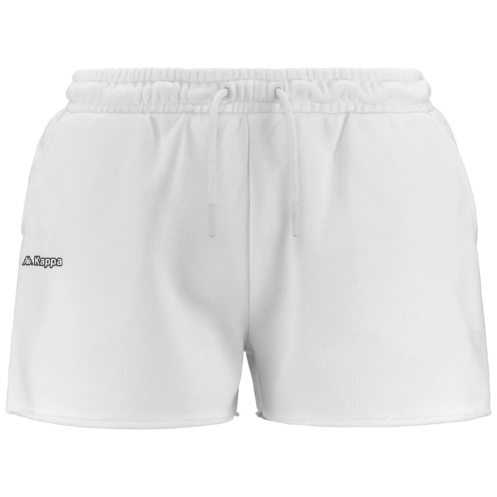 Pantaloni Corti Kappa Donna Logo Fefra Bianco