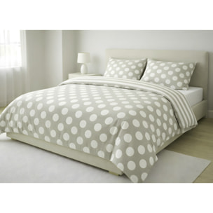 Parure Copripiumino 100% Cotone Made In Italy Disegno Pois Beige