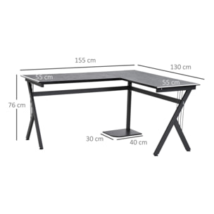 Mesa de Ordenador PC Madera Mesa Esquinera de Forma L Mesa Oficina Hogar