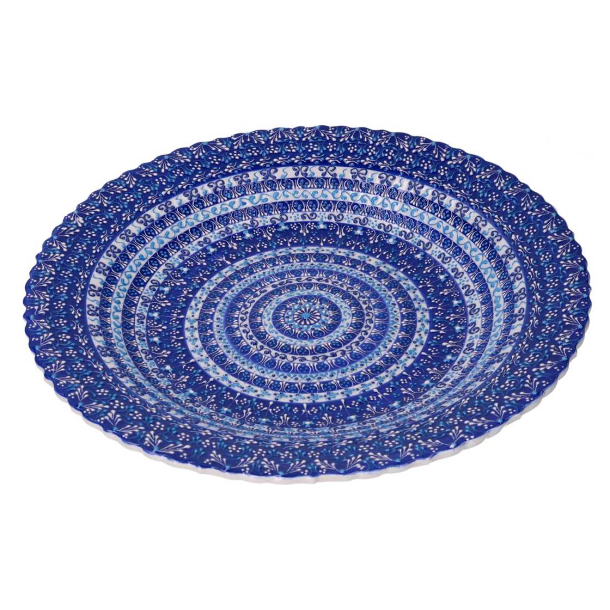 Centrotavola in ceramica blu tondo cm ø40h4