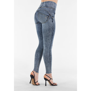 Jeans push up WR.UP® vita alta superskinny denim navetta marble e strappi