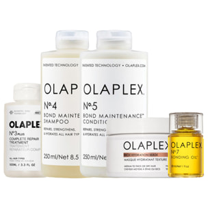 OLAPLEX Kit Treatment N°3 Plus 100ml + Shampoo N°4 250ml + Conditioner N°5 250ml + Rich Mask 200ml + Oil N°7 30ml