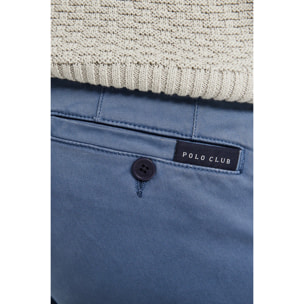 Pantaloni casual blu denim in cotone elasticizzato con particolari Polo Club