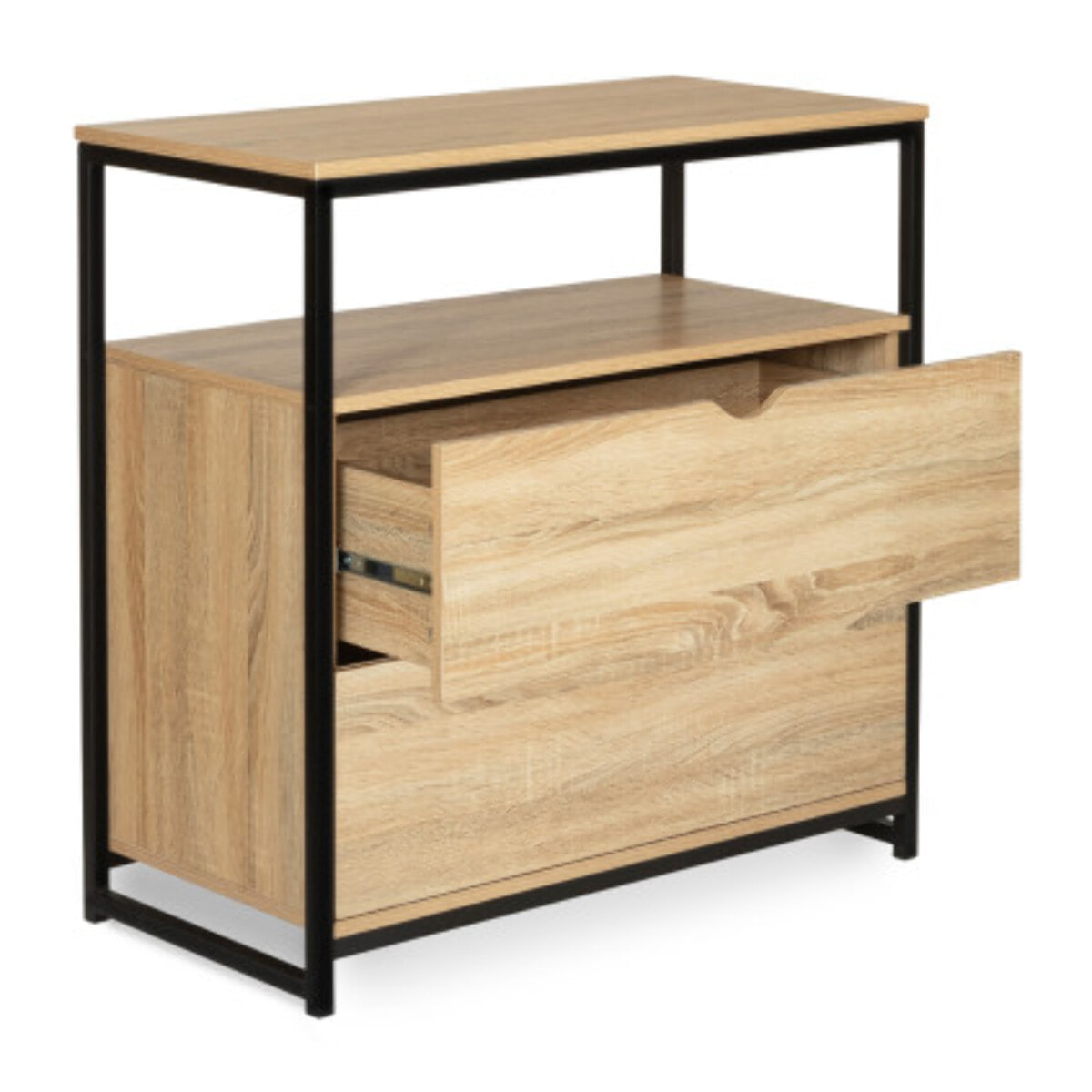 Commode Memphis 2 tiroirs + 1 étagère