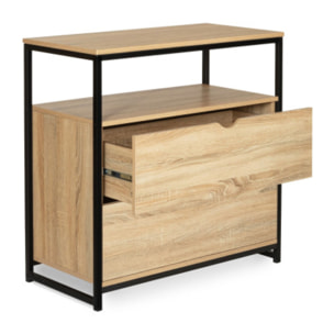 Commode Memphis 2 tiroirs + 1 étagère