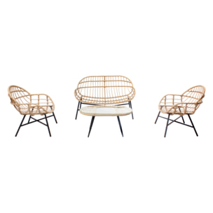 Salon de jardin 4 places canapé + fauteuils gris foncé - CASMA
