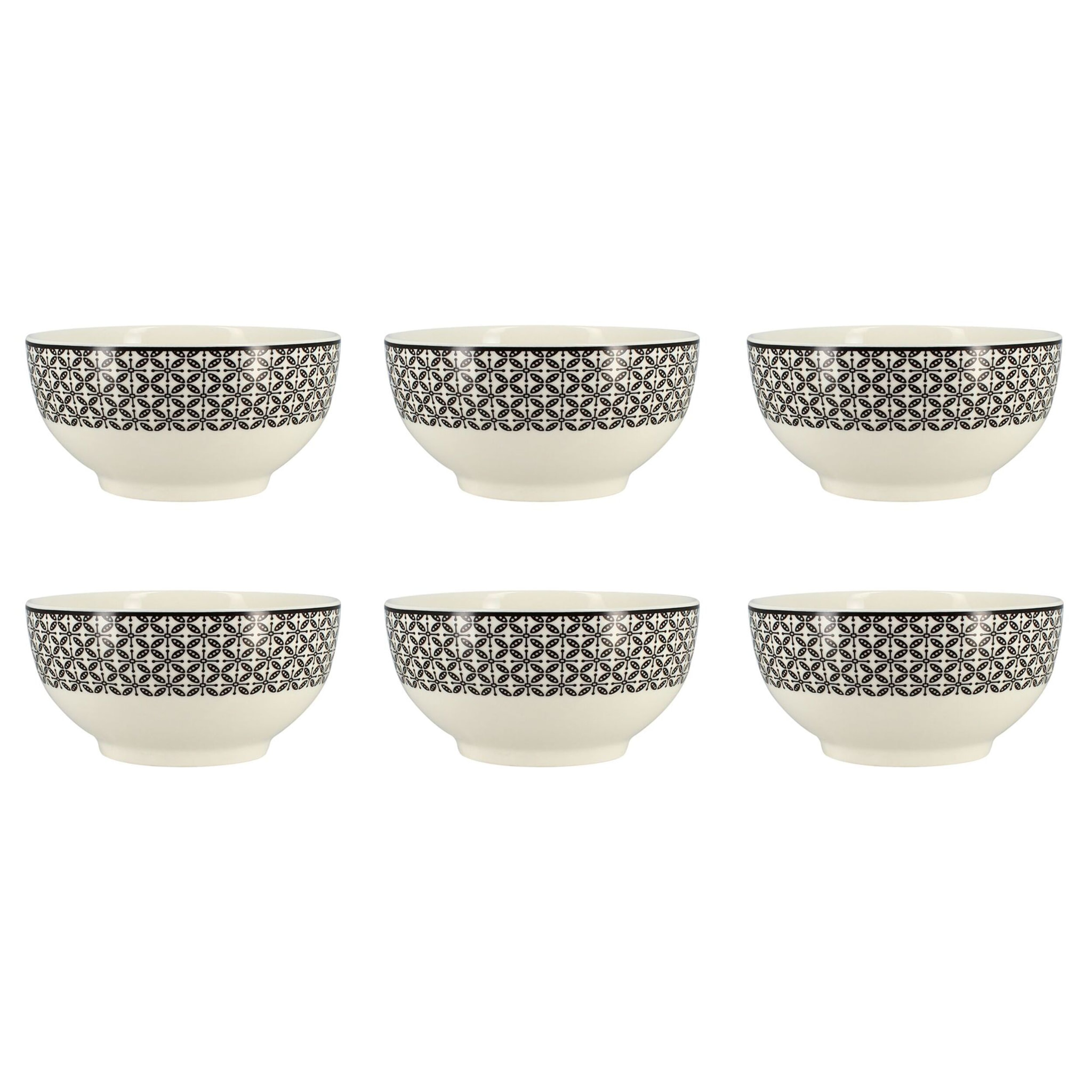 Lot de 6 bols en porcelaine - 3 décors assortis 50cl GRAPHIK