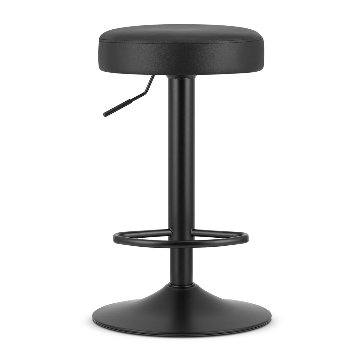 Sgabello da bar ROJST in ecopelle nera con base nera