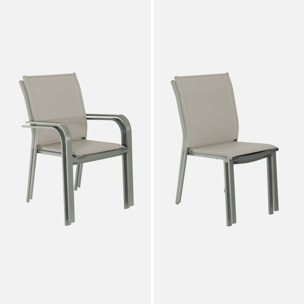 Table de jardin extensible aluminium + 10 assises SEATTLE + BUFFALO