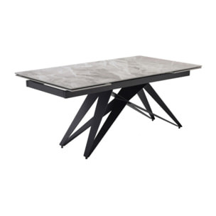 Table extensible céramique gris marbré 180/260 cm - 8 piètements - UNIK