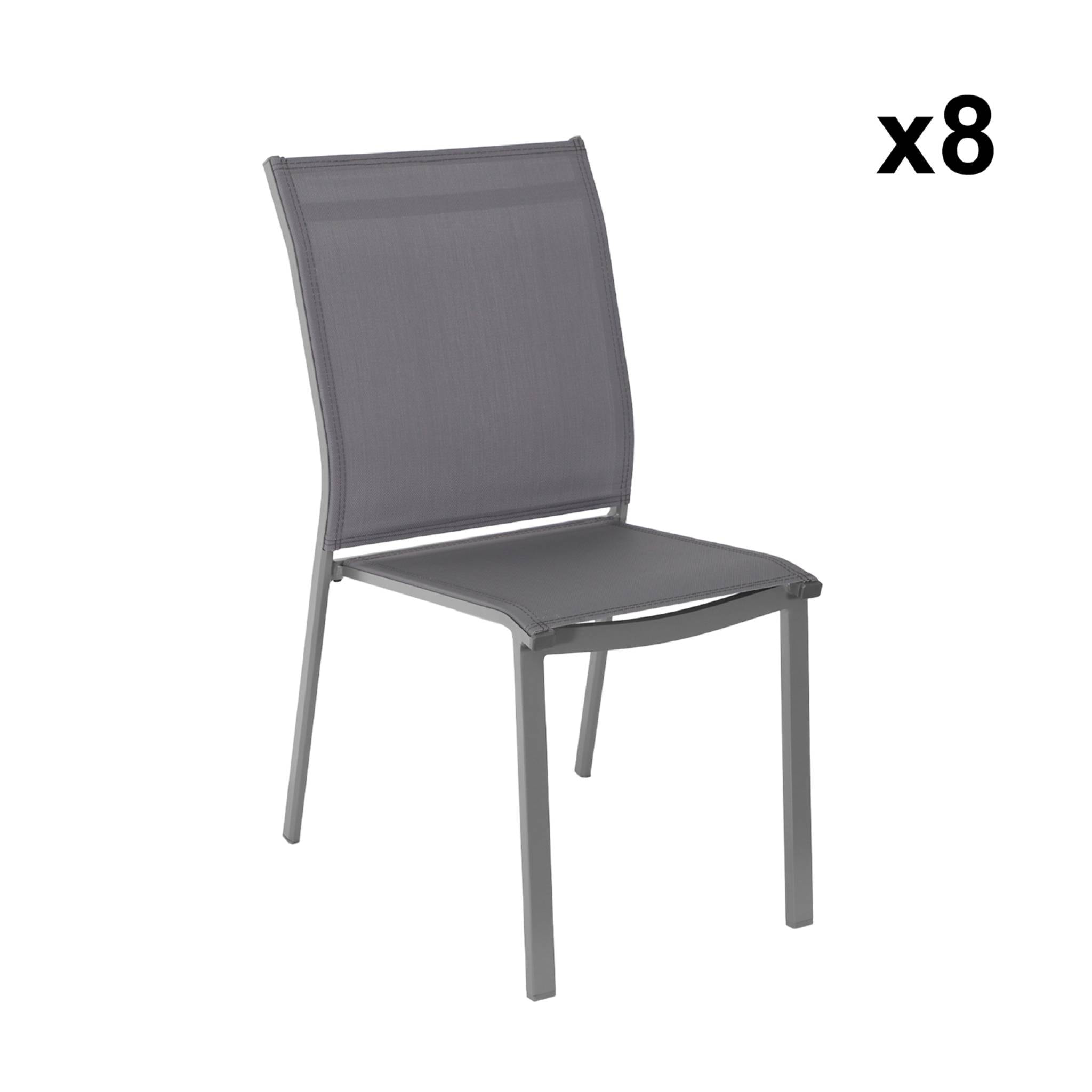 Table de jardin aluminium + 8 assises  ZARO + BUFFALO