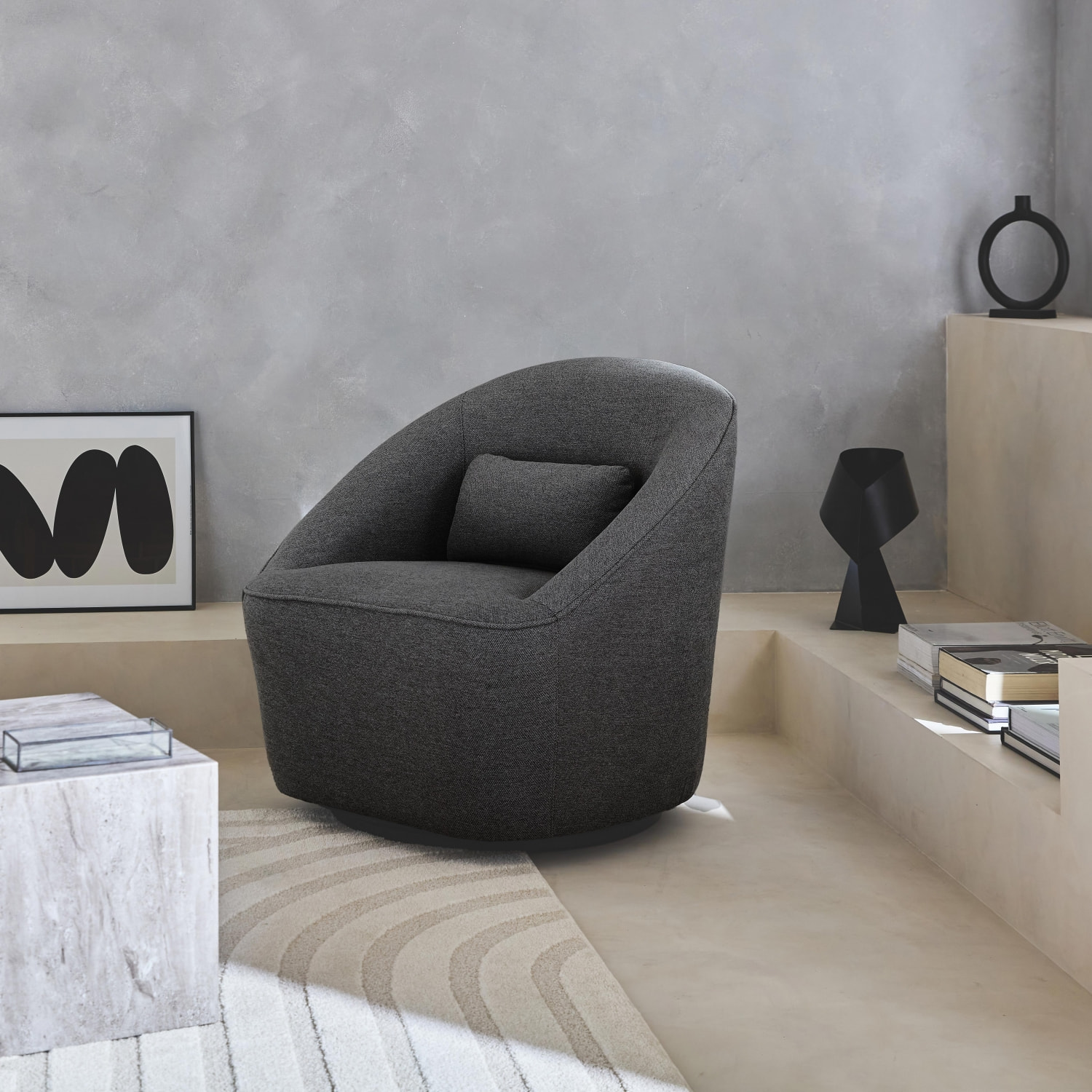 Fauteuil pivotant 360 avec coussin tissu LANA