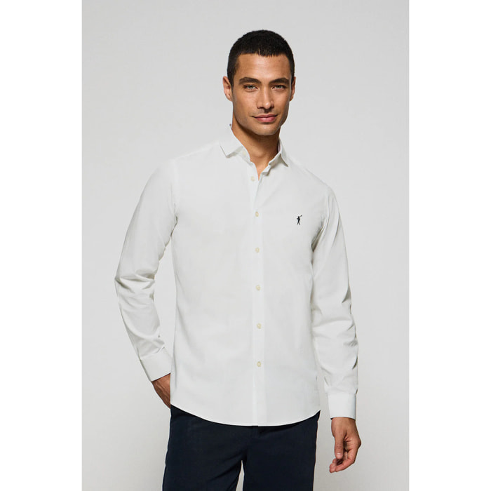 Camicia slim in popeline bianca con logo Rigby Go ricamato