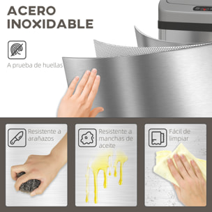 Cubo de Basura Cocina Automático 48 L, Papelera de Cocina de Acero Inoxidable, Sensor Infrarrojo, Cierre Automático, Antihuellas, para Dormitorio, Oficina, Plata