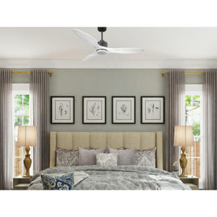 Ventilateur de plafond Réversible  Thermostat Dimmable Wifi Moteur à courant continu Toits en pente Télécommande Lumière à trois tons Hypersilence Mémoire