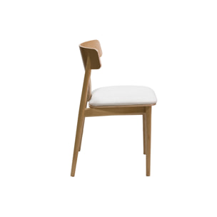 Chaises scandinaves en bois clair chêne massif et tissu effet laine bouclée blanc cassé (lot de 2) LOUISA