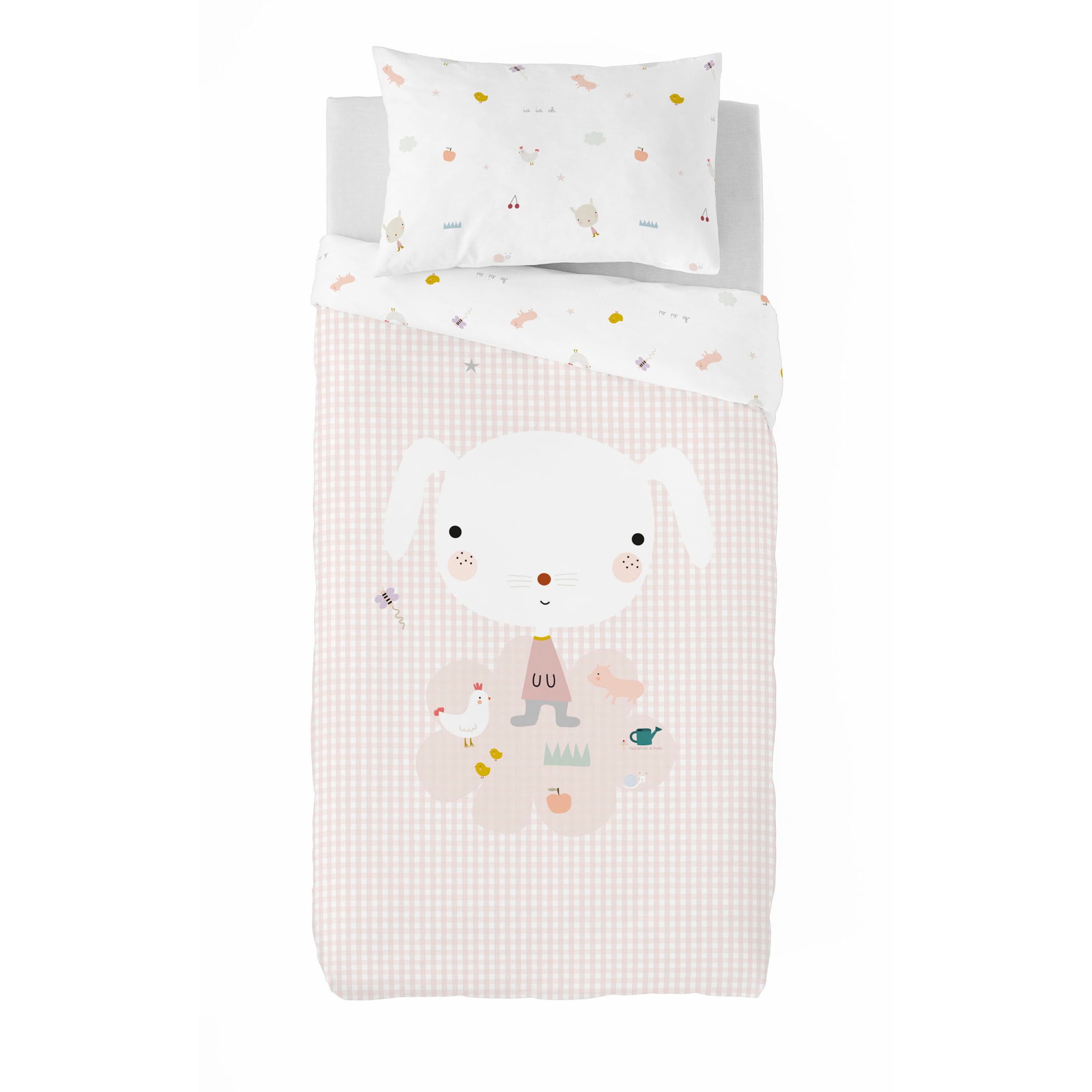 Haciendo el Indio - Funda Nórdica Estampada - Reversible - Infantil - Cierre Solapa - 100% Algodón - Incluye 1 Funda de Almohada - Granja