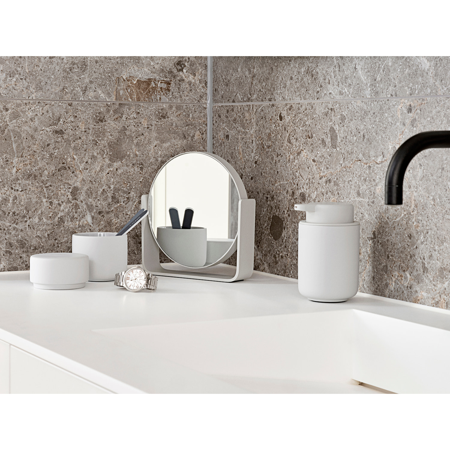 Miroir de table avec grossissement 5 x Ume Gris clair