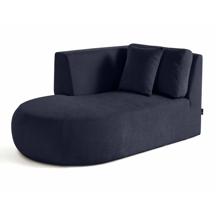 Santorini - module d'assise méridienne gauche - en tissu texturé - Bleu marine