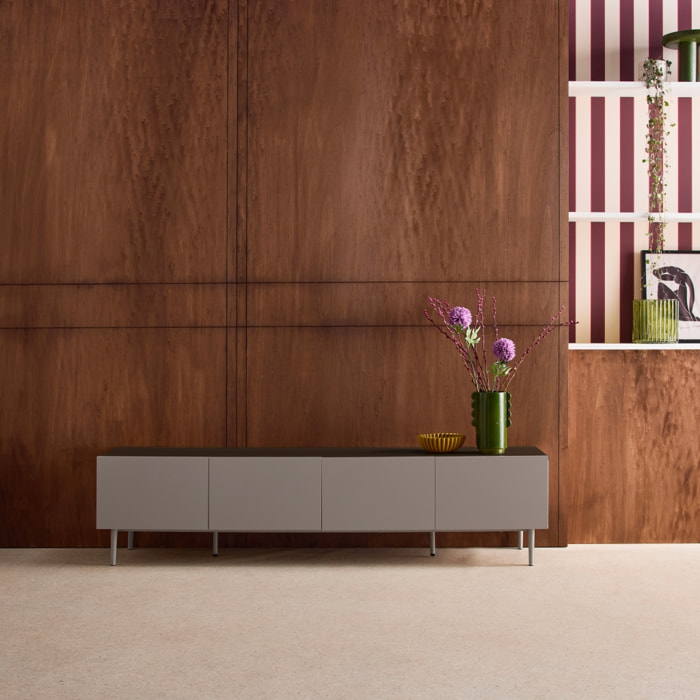 Meuble TV métal et décor bois 4 portes 180cm ASHTON