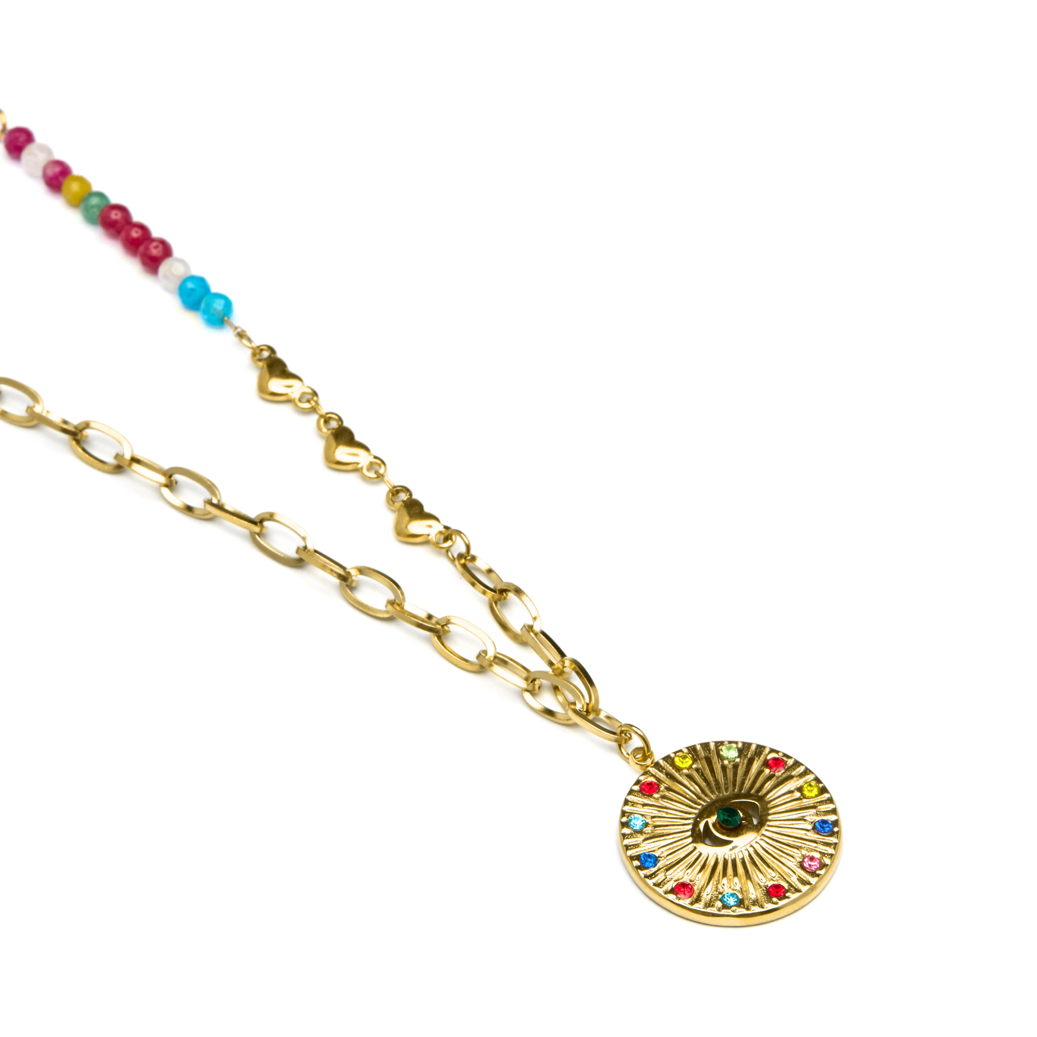 Collar de Cristal Multicolor acabado en oro amarillo de 18K- Targey