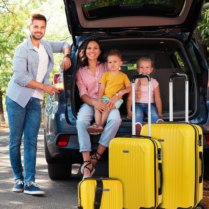 Juego De Maletas Rígidas Abs Itaca Sevron Amarillo