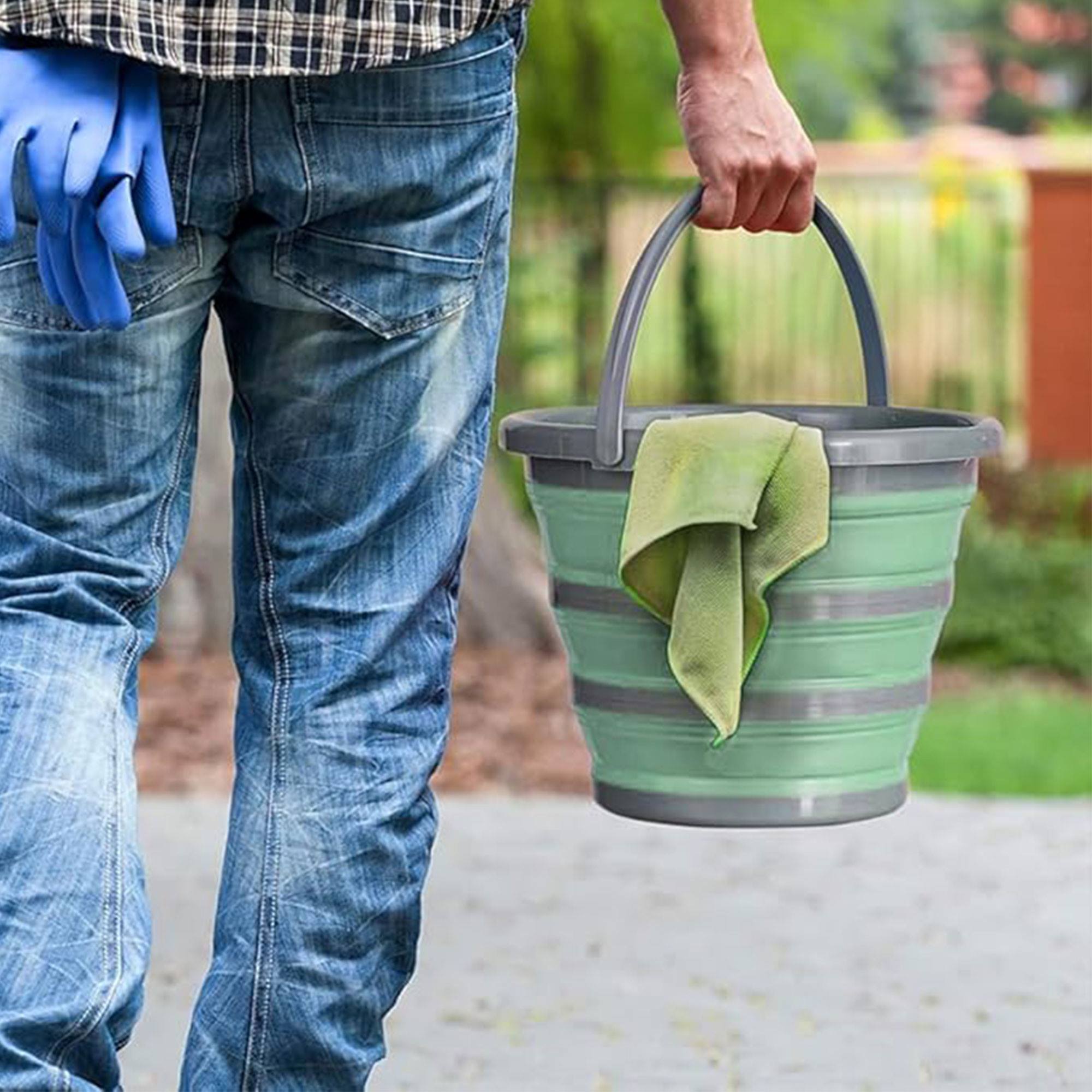 Well home cubo plegable 10l verde claro