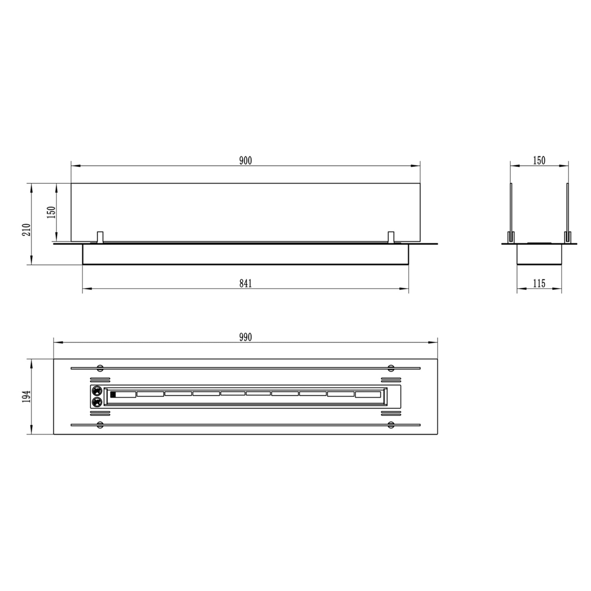 Bruciatore a bioetanolo per camino 1 L, in acciaio inox e vetro temperato 99 cm