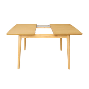Table à manger rectangulaire extensible bois d'hévéa et placage chêne naturel 4-6 places - 110/140 x 100 x 75 cm - Lina