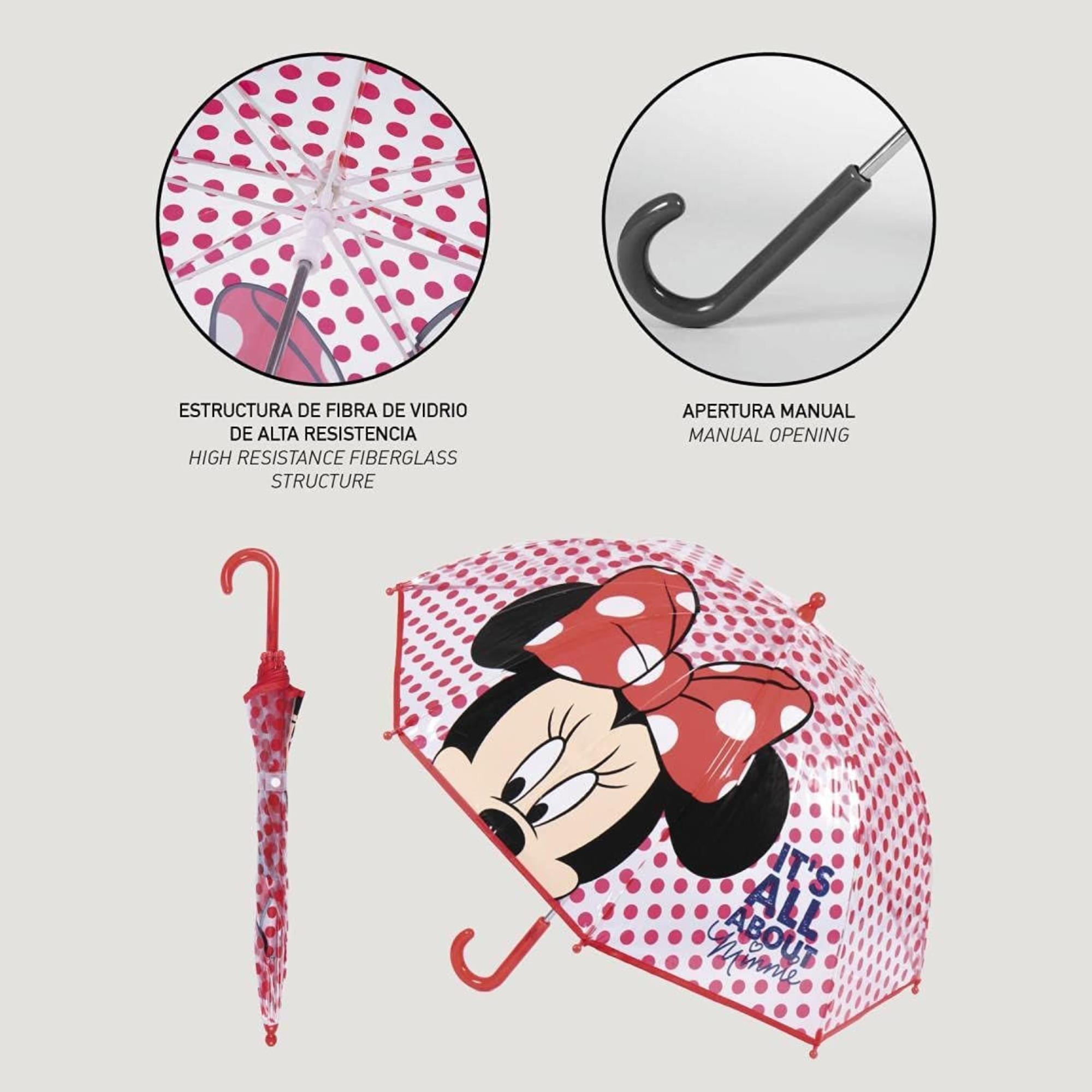 Paraguas burbuja manual de minnie mouse- licencia oficial disney