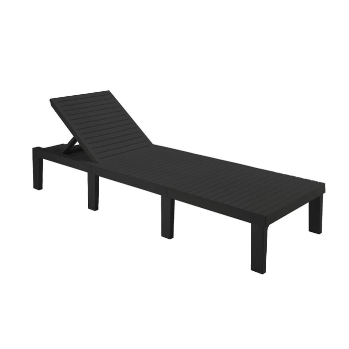 Lettino prendisole Ababahi, Sdraio da giardino regolabile, Lettino da esterno, 100 % Made in Italy, 195x65h78 cm, Antracite