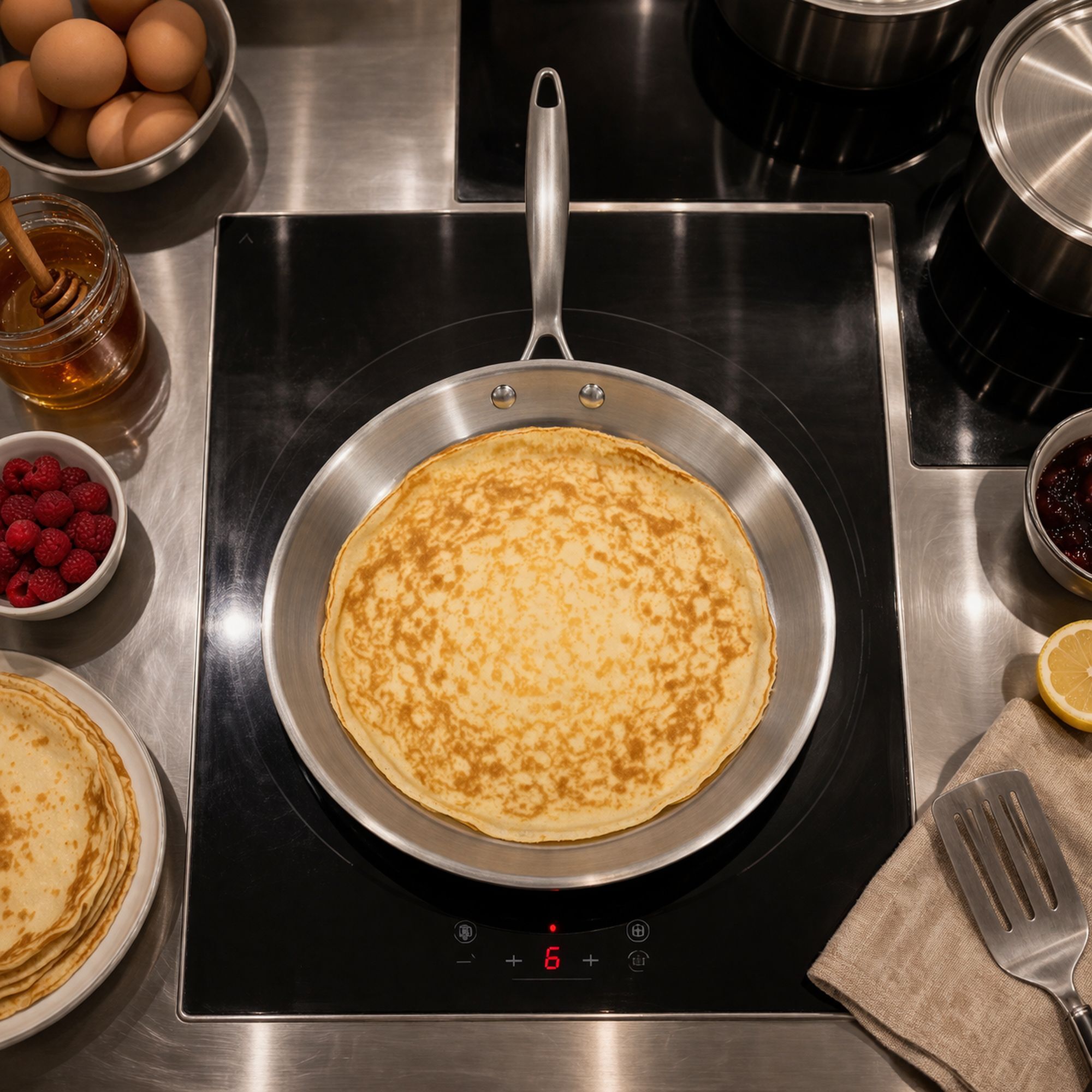 Crêpière acier inoxydable 28cm - fait en France - tous feux TRIPLY