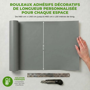 Rouleau adhésif décoratif Vinyle au Mètre - Gris tourterelle - Sticker Lavable Imperméable Mur Cuisine Meubles